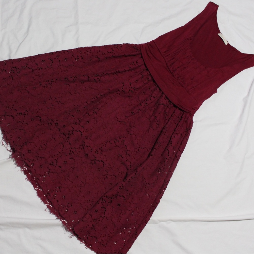 Purple Berry Empire Waist Lace Dress